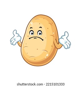 vector cartoon, character, and mascot of a potato with i don't know pose.