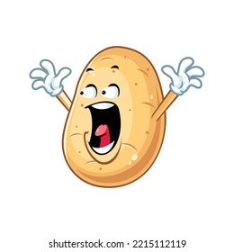 vector cartoon, character, and mascot of a potato with shocked face.