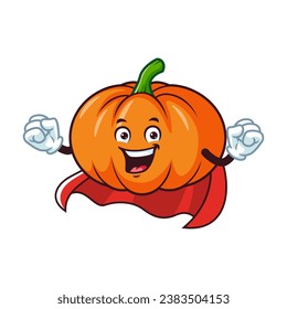 vector cartoon, character, and mascot of a pumpkins superhero.