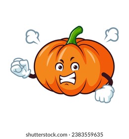 vector cartoon, character, and mascot of a pumpkins with angry expression face.