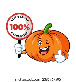 dibujos animados vectoriales, personajes y mascota de una calabaza que contiene carteles garantizados.