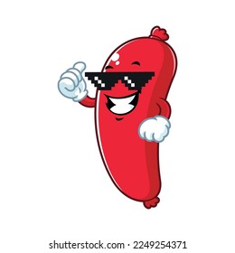 vector cartoon, character, and mascot of a sausage thug life style.