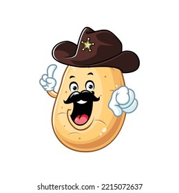 vector cartoon, character, and mascot of a sheriff potato.