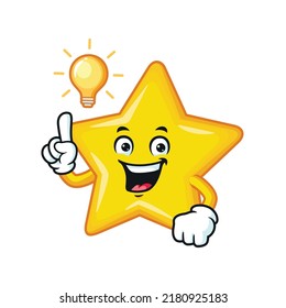 vector cartoon, character, and mascot of a star get an idea.