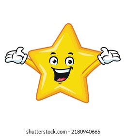vector cartoon, character, and mascot of a star happy pose.