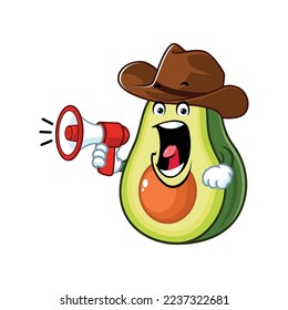 vector cartoon, character, and mascot of a texas avocado holding megaphone.