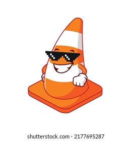 Vector Cartoon, Character, And Mascot Of A Traffic Cone Thug Life.