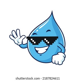 Vector Cartoon, Character, And Mascot Of A Water Drop Thug Life.