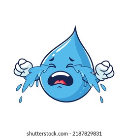 Vektorgrafik, Charakter und Maskottchen eines Wassertropfens weinen.