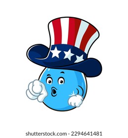 vector cartoon, character, and mascot of a water drop wearing uncle sam costume.