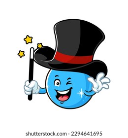 vector cartoon, character, and mascot of a water drop wearing magician costume.