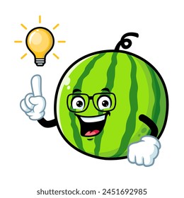 Vector de dibujos animados, personaje, y la mascota de una sandía con gafas conseguir una idea.