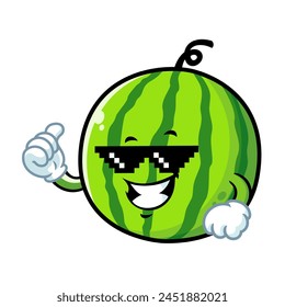 vector cartoon, character, and mascot of a watermelon with thug life style.