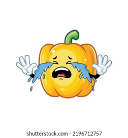 vector cartoon, character, and mascot of a yellow paprika cry.