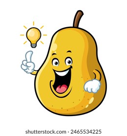 vector cartoon, character, and mascot of a yellow pear get an idea.