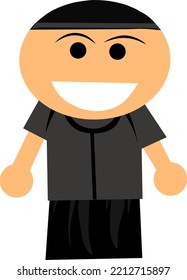 vector cartoon character of a Muslim boy in Islamic dress