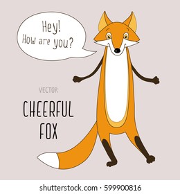 Vector cartoon character. The naively depicted cheerful fox.