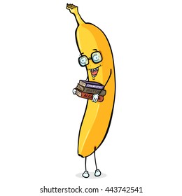 Vector Cartoon Character - Nerd Banana. Back to School.