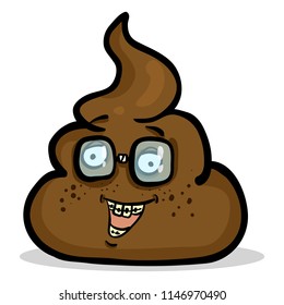 Vector Cartoon Character - Nerd Shit Smiley with Eyeglasses