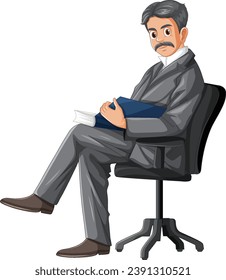 Vector cartoon character of Nikola Tesla in isolation
