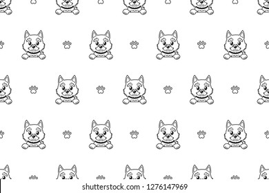 Vector cartoon character norwich terrier dog seamless pattern for design.