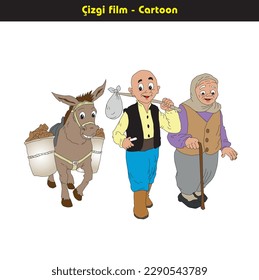 keloğlan vector cartoon character old woman illustration