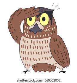 vector cartoon character owl looking