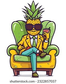Vector cartoon character of a pineapple