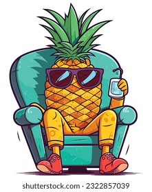 Vector cartoon character of a pineapple