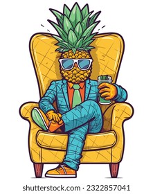 Vector cartoon character of a pineapple