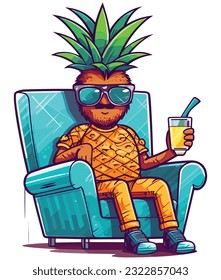 Vector cartoon character of a pineapple