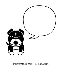 Vector cartoon character pit bull terrier dog with white speech bubble for design.
