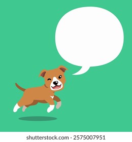 Vector cartoon character pit bull terrier dog with speech bubble for design.