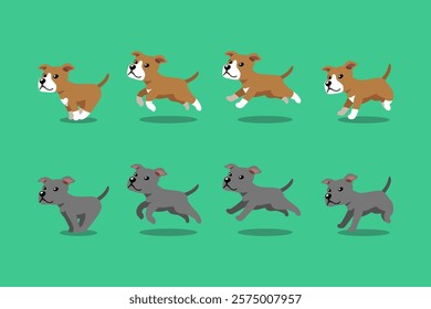 Vector cartoon character pit bull terrier dog running step for design.