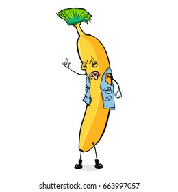 Vector Cartoon Character - Punk Banana on White Background