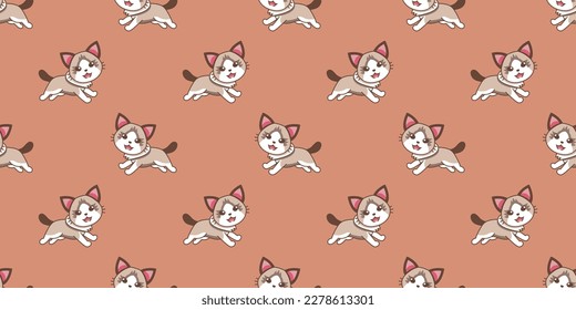 Vektor Cartoon Charakter ragdoll Katze nahtlose Muster Hintergrund für Design.