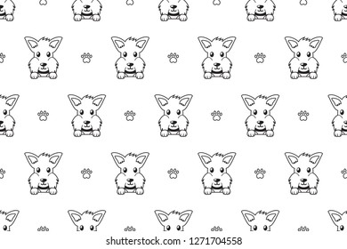 Vector cartoon character scottish terrier dog seamless pattern for design.