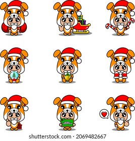 vector cartoon character set mascot costume dog cute christmas bundle