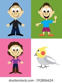 Vector Cartoon Character Set - People and Animals