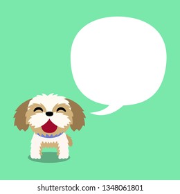 Vector cartoon character shih tzu dog with white speech bubble