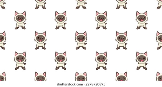 El personaje de la caricatura vectorial es un gato siamés sin fisuras para el diseño.