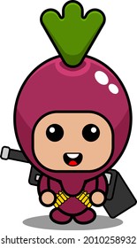 vector cartoon character simple sweet potato mascot costume carrying gun and bullet