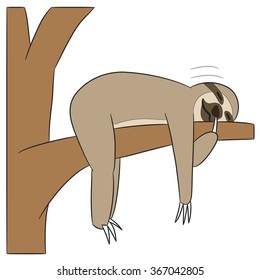 Vector Cartoon Character Sloth Lazy: เวกเตอร์สต็อก (ปลอดค่าลิขสิทธิ์