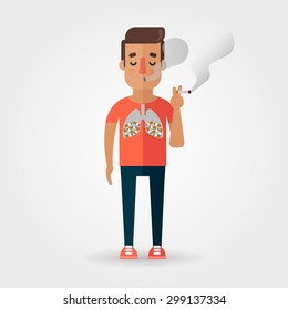 Vector Cartoon Character Smoking a Cigarette