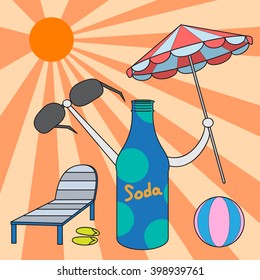 vector cartoon character soda bottle