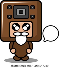 vector cartoon character sound bearded cute mascot costume doodle speaker with chat bubbles