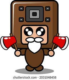 vector cartoon character sound cute mascot costume doodle speaker holding two axes
