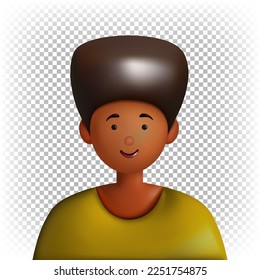 Vector cartoon character. Stylized portrait of a dark-skinned African man. The illustration is isolated on a white background.