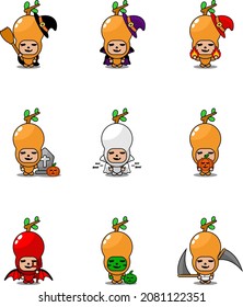 Vector cartoon character tamarind spice Mascot Costume Halloween Bundle Set