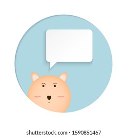 Vector cartoon character  teddy bear and white speech bubble for design. illustrator vector.